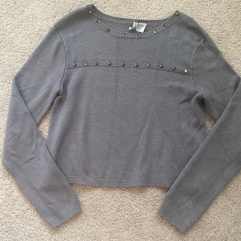 Studded detail crop sweater